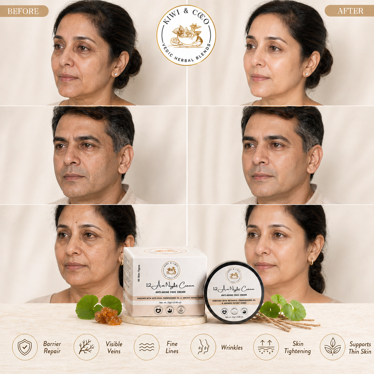 12 A.M Night Face Cream - Anti Aging Cream | All Skin Types